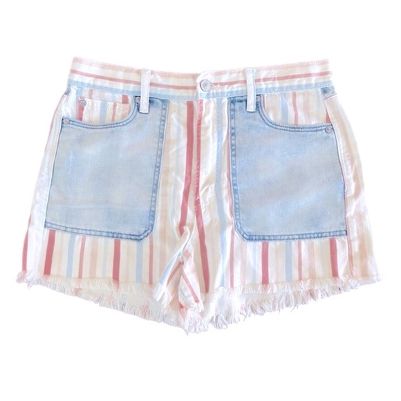 NWOT American Eagle Striped Cut-off Shorts with Patch Pockets Size 8 - Picture 5 of 6